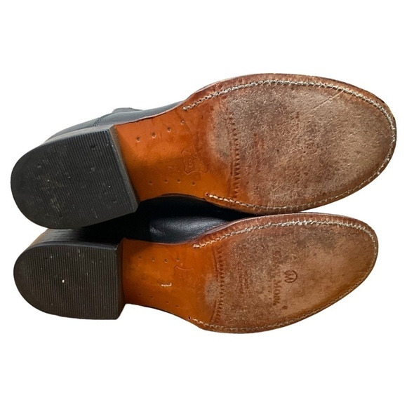 TONY MORA. Black Genuine Leather Upper & Sole Pull On Boot Lace Detail US Sz 9 - Picture 7 of 11